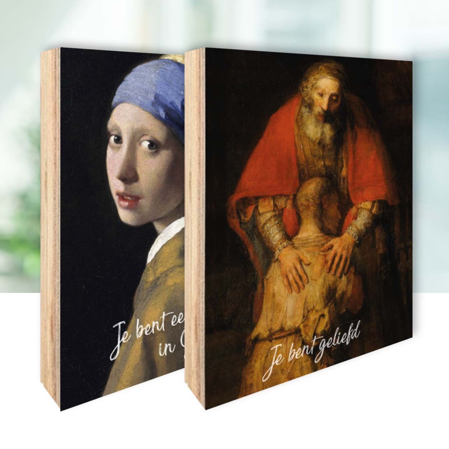 Set Houtblok 'Je bent geliefd' en 'Je bent een parel' - MA27300 -  Wood Deco bij MajesticAlly