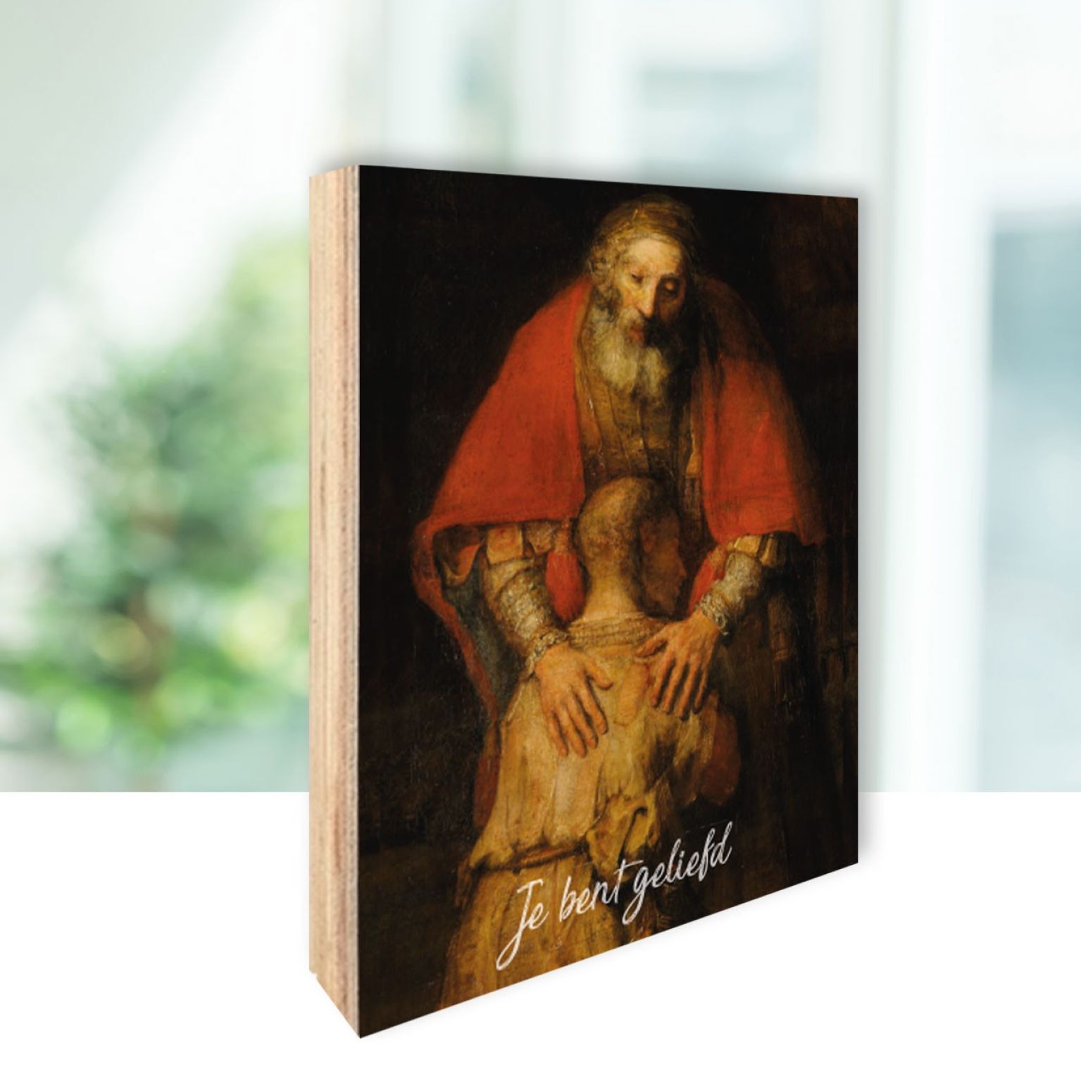 Houtblok 'Je bent geliefd' 12x15 cm - MA24129 -  Wood Deco  bij MajesticAlly
