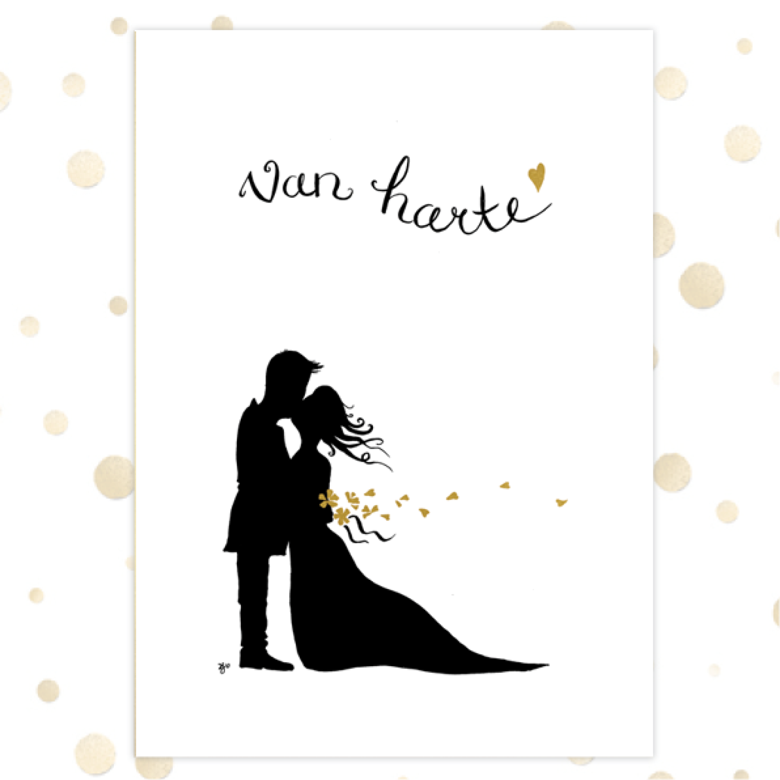 Kaart 'Van harte' - MA36019 -  Golden Blessings bij MajesticAlly