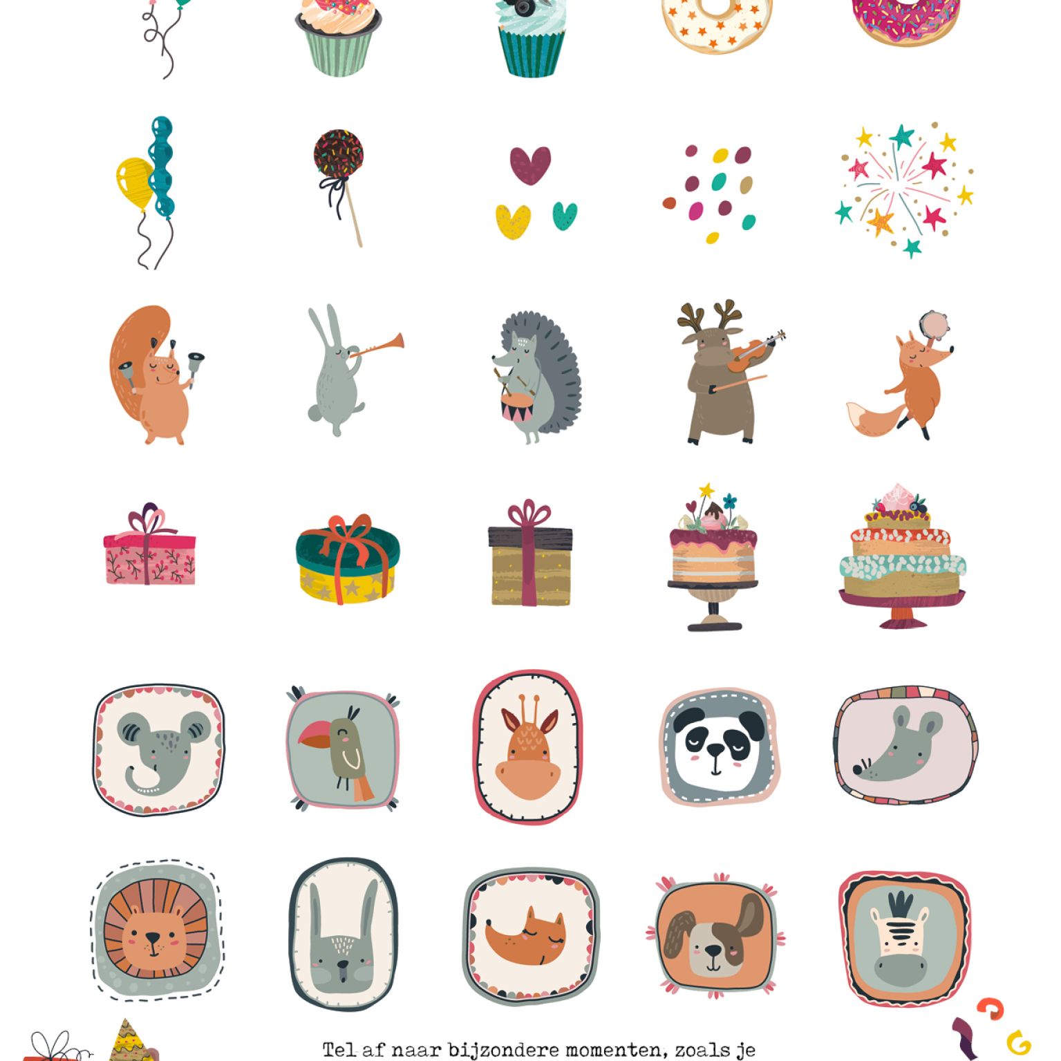 Stickers aftelkalender Dieren