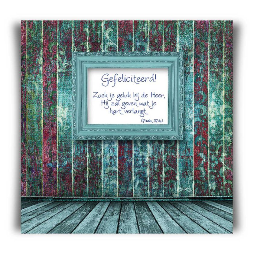 kaart 'Gefeliciteerd - Zoek je geluk bij de Heer' - 45023 -  Bible Message bij MajesticAlly