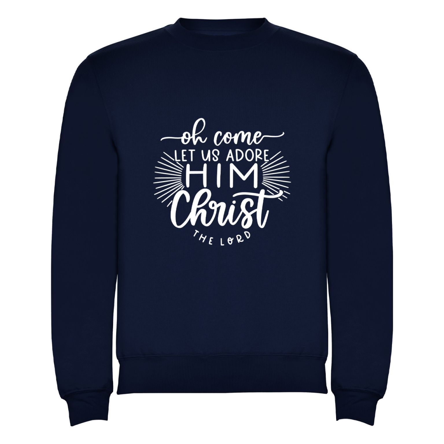 Oh come let us adore Him Blauwe trui 6d8363b6