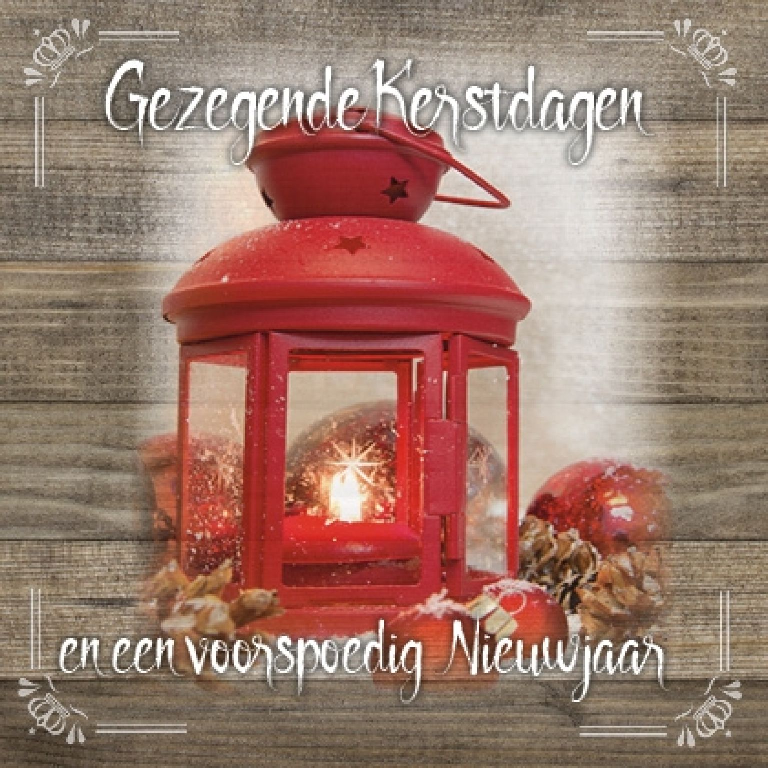 Kerstkaart 'Lantaarn - rood' - MA19039 -  Christelijke kerstkaarten bij MajesticAlly