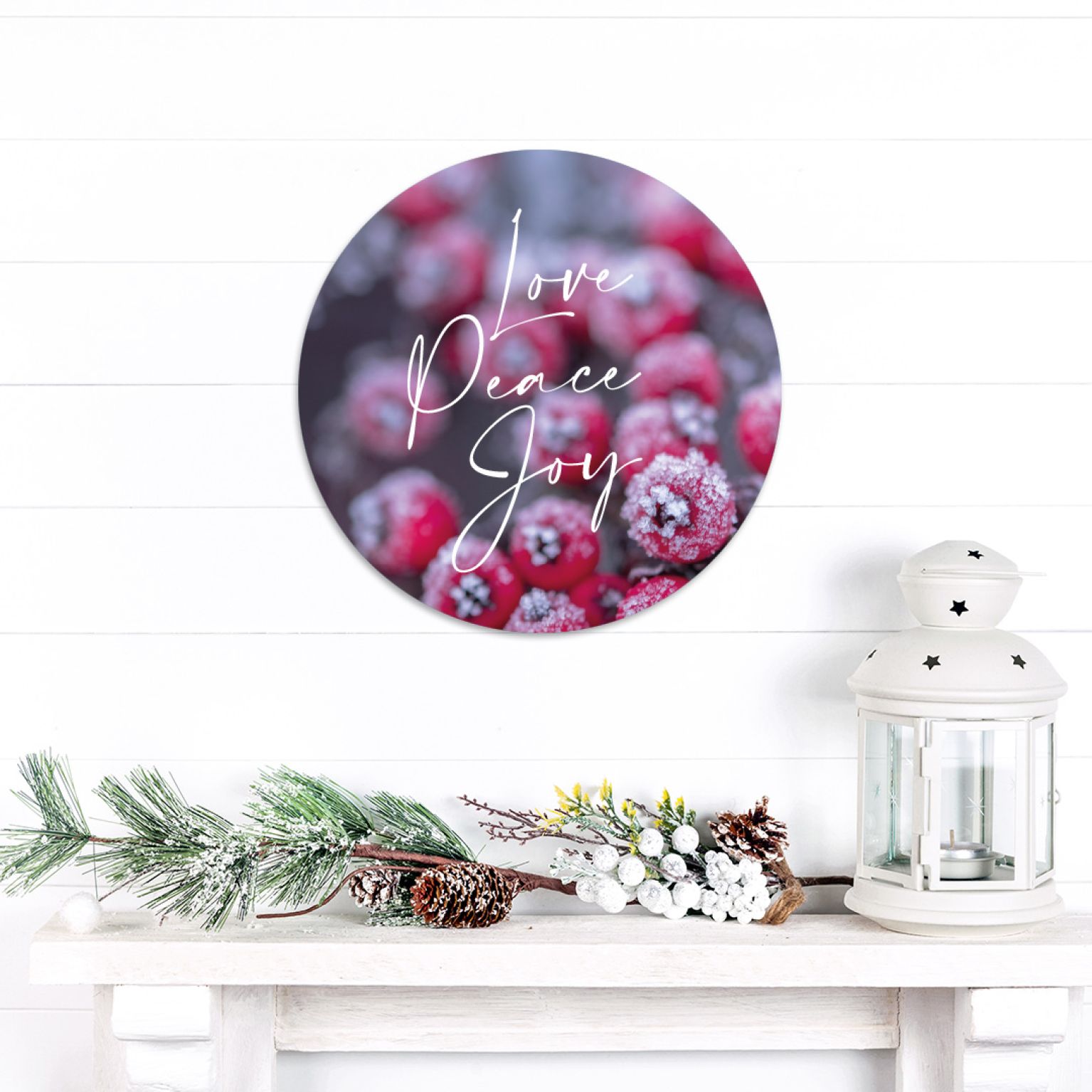 Kerstcirkel 'Love, peace, joy'