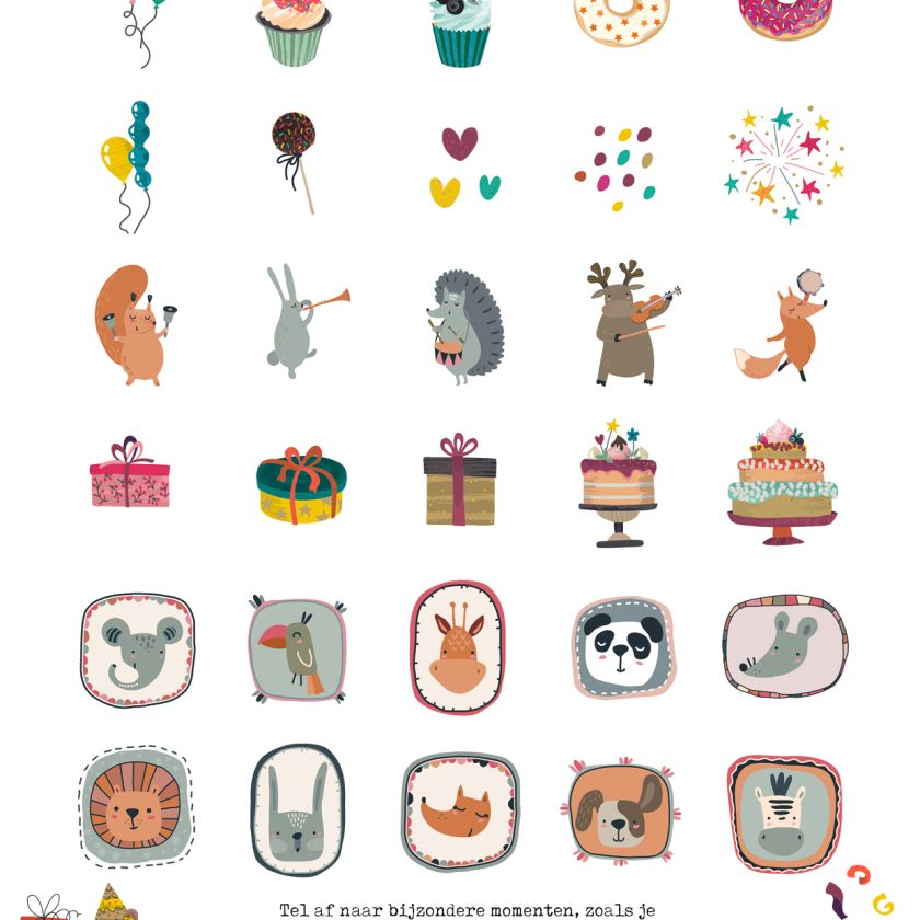 Stickers aftelkalender Dieren