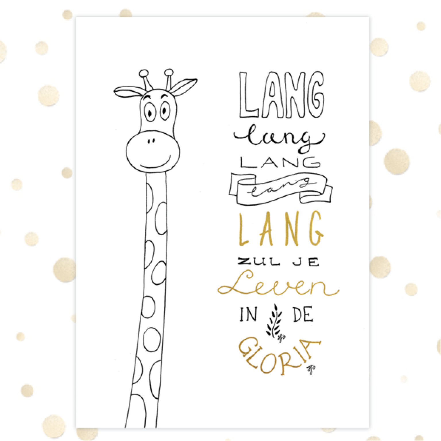 Kaart 'Lang zul je leven - Giraf' - MA36016 -  Golden Blessings bij MajesticAlly