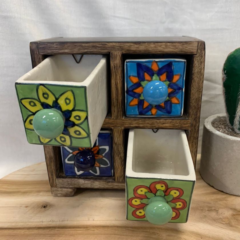 Houten ladenkastje keramiek - 5500359495 -  Sale bij MajesticAlly