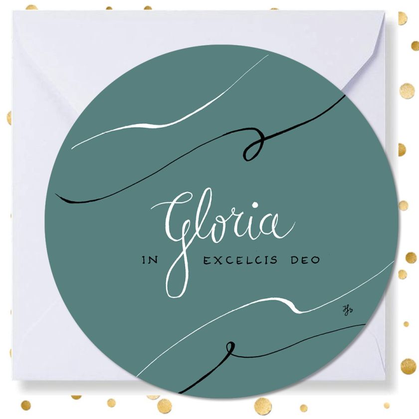 Kerstkaart rond 'Gloria'  - MA41025 -  Christelijke kerstkaarten bij MajesticAlly