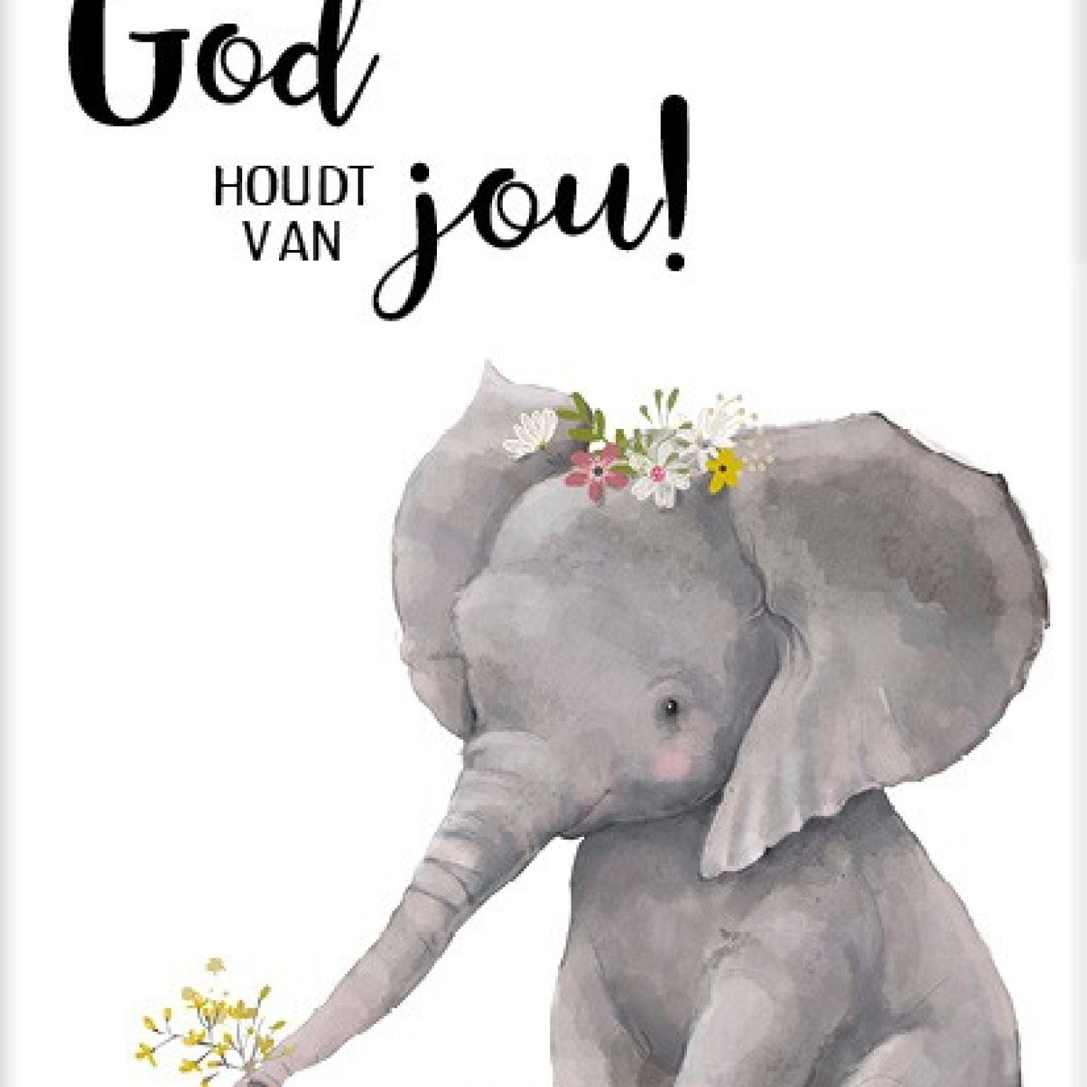 Cadeaubord olifantje God houdt van jou - MA25107 -  Cadeauborden A4 bij MajesticAlly