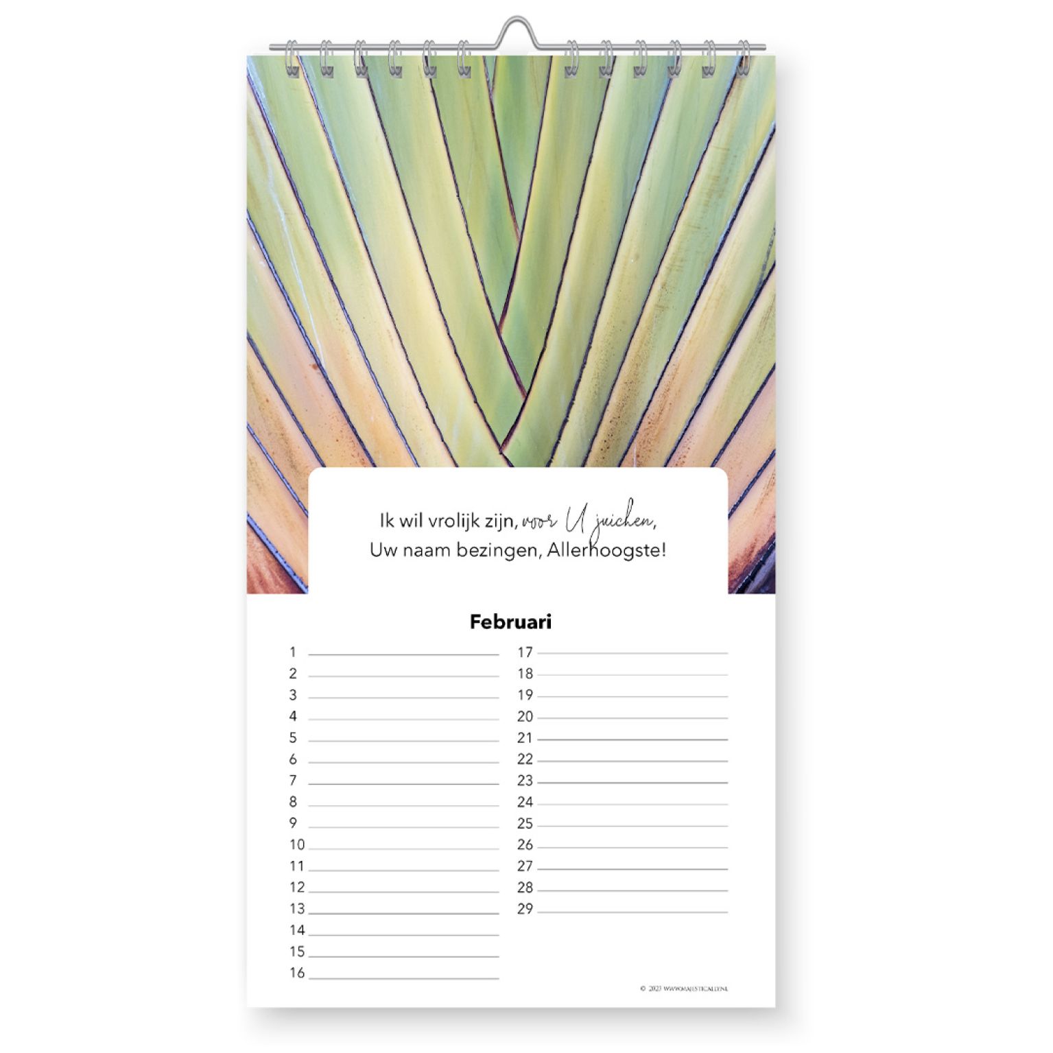 Schepping verjaardagskalender voorbeeldpagina