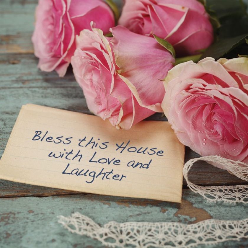 Wandbord 30x30 'Bless this house' - MA20173 -  Wandborden 30x30 bij MajesticAlly