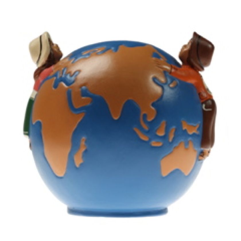 Spaarpot wereldbol met 2 kinderen kerami - 5500357053 -  Fairtrade bij MajesticAlly
