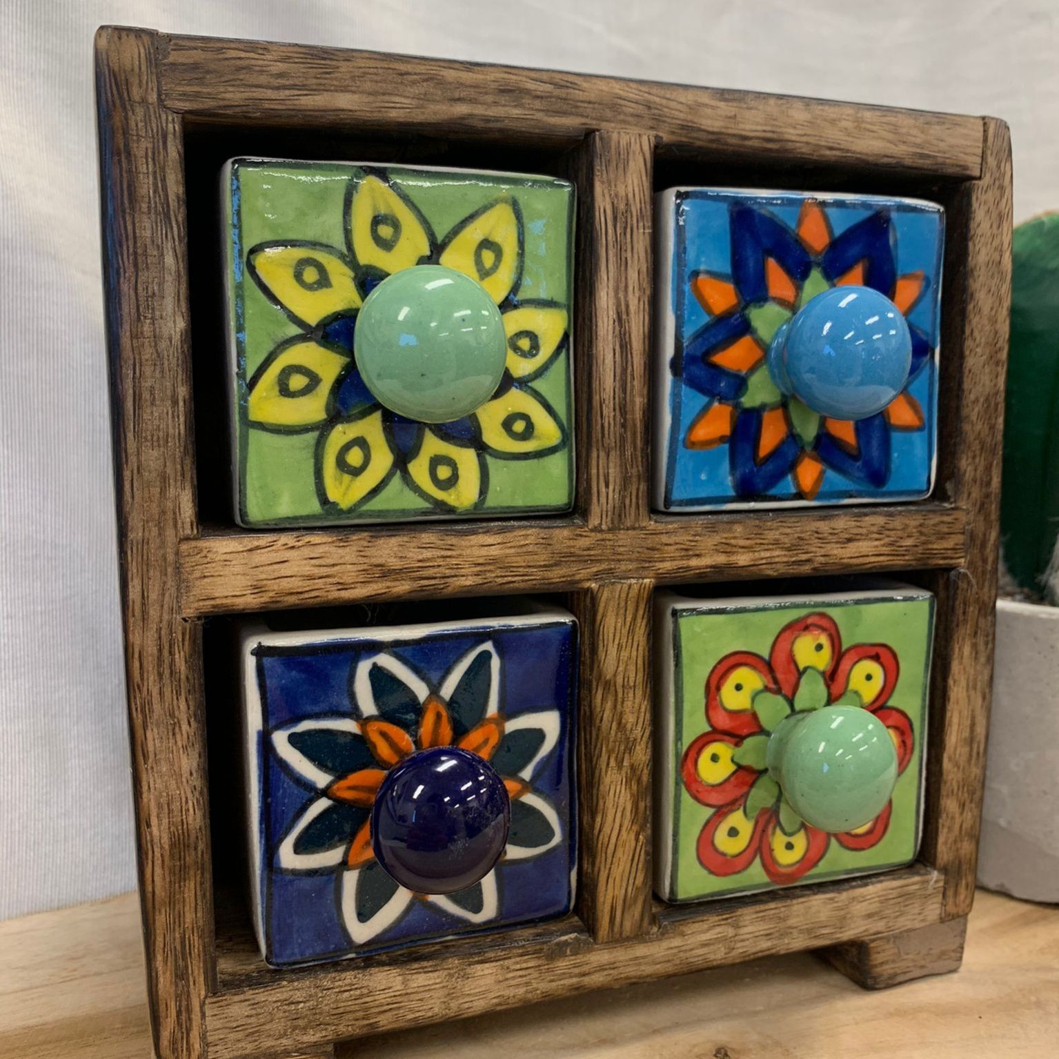 Houten ladenkastje keramiek - 5500359495 -  Sale bij MajesticAlly