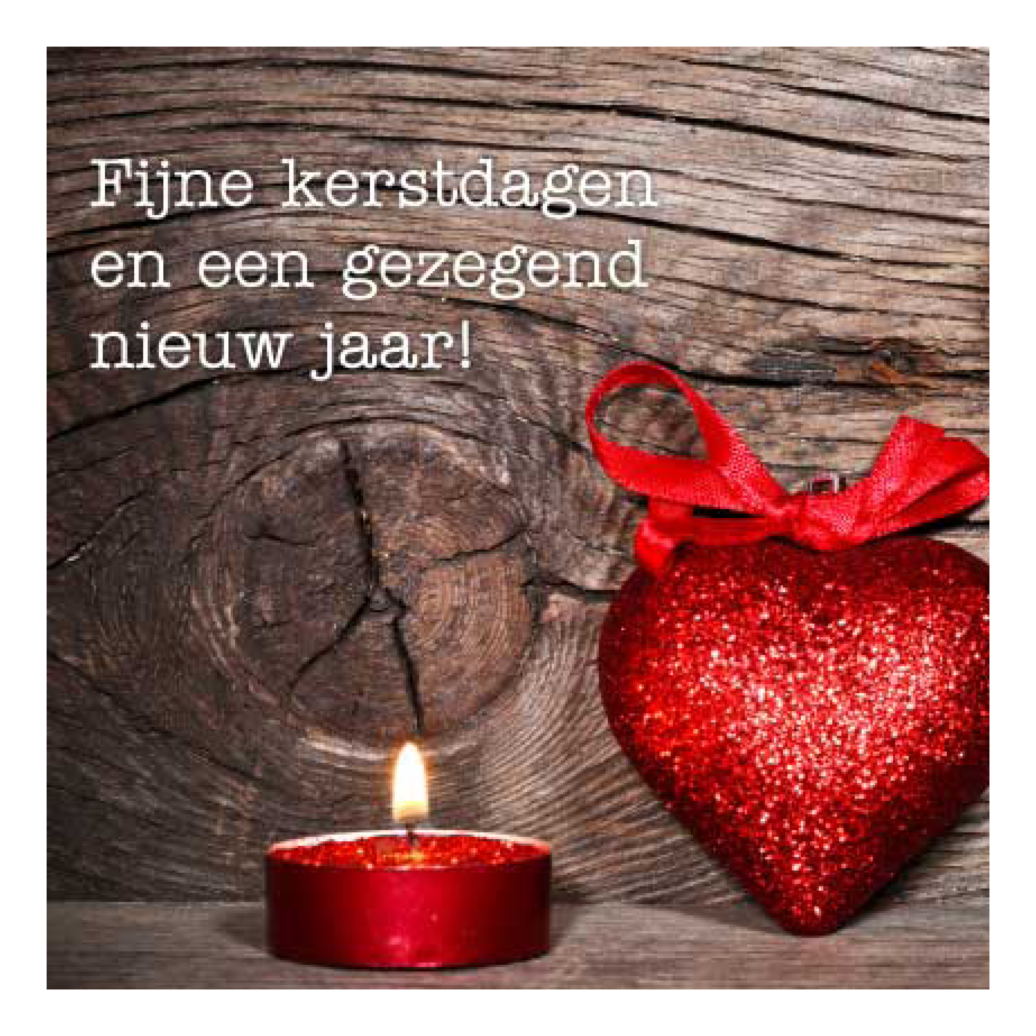 Kerstkaart 'Waxinelicht en hart'