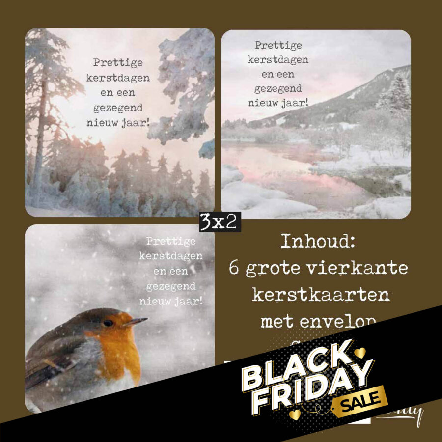 Voordeelpakje vierkante kerstkaarten landschap - prettig