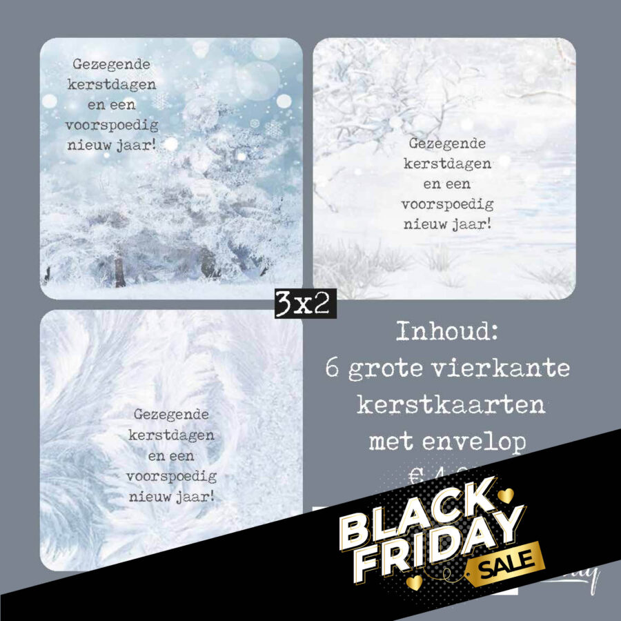 Voordeelpakje vierkante kerstkaarten ijs - gezegend