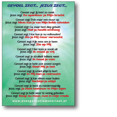 Bemoedigingskaart - 'Gevoel zegt ... Jezus zegt' - 44052 -  Kaarten bij MajesticAlly