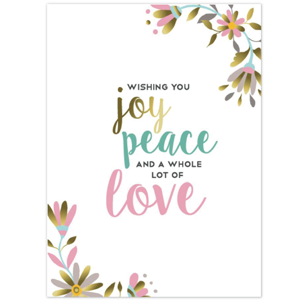 Kerstkaart 'Joy Peace Love - Wit' - MA26205 -  Christelijke kerstkaarten bij MajesticAlly