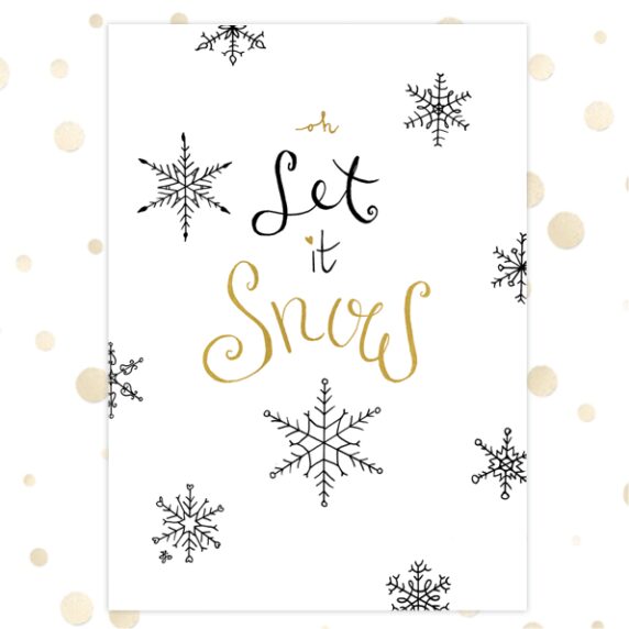 Kerstkaart  'Let it snow' - goudfolie - MA36050 -  Goudfolie kerstkaarten bij MajesticAlly