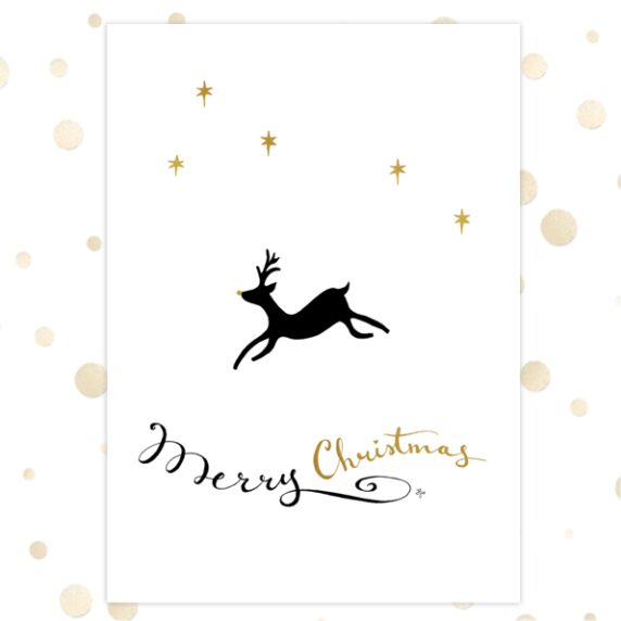 Kerstkaart 'Merry Christmas' - goudfolie - MA36051 -  Goudfolie kerstkaarten bij MajesticAlly