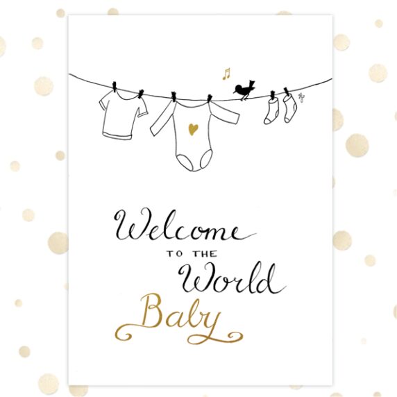 Kaart 'Welcome to the world' - MA36001 -  Golden Blessings bij MajesticAlly