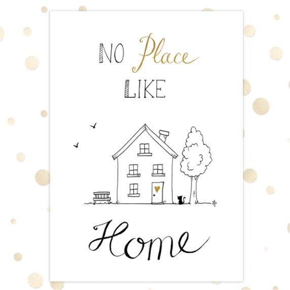 Kaart 'No place like home' - MA36006 -  Golden Blessings bij MajesticAlly