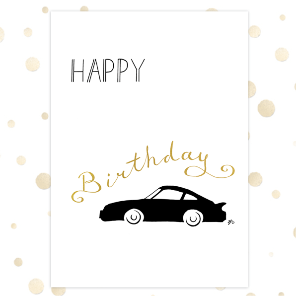 Kaart 'Happy birthday -  auto' - MA36014 -  Golden Blessings bij MajesticAlly