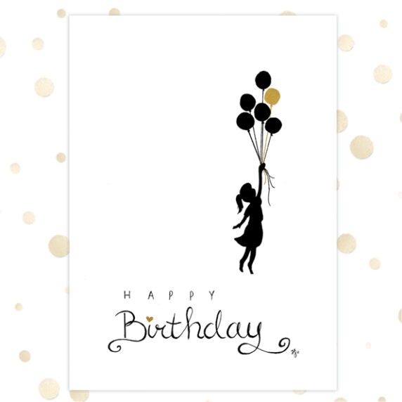 Kaart 'Happy birthday - ballonnen' - MA36015 -  Golden Blessings bij MajesticAlly