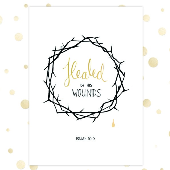 Kaart 'Healed by His wounds' - MA36064 -  Golden Blessings bij MajesticAlly