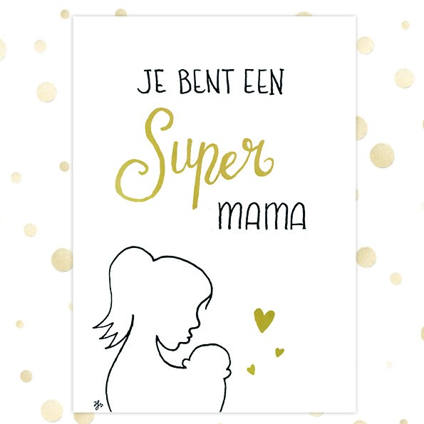 Kaart 'Super mama' - MA36067 -  Golden Blessings bij MajesticAlly