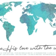 Wandpaneel:  'Share His Love with the world' - wereldkaart groen - MA26116 -  Wandpanelen bij MajesticAlly