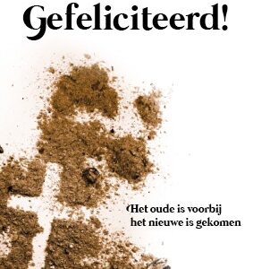 Minikaart 'Gefeliciteerd - het oude is voorbij' - 552611MK -  Minikaartjes