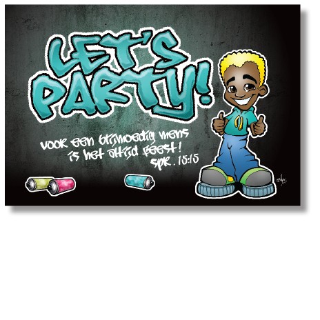 10x Kaart graffiti 'Let's party' - 44586 -  Pakjes kaarten bij MajesticAlly