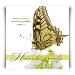 Prentbriefkaart 'Het oude is voorbij'