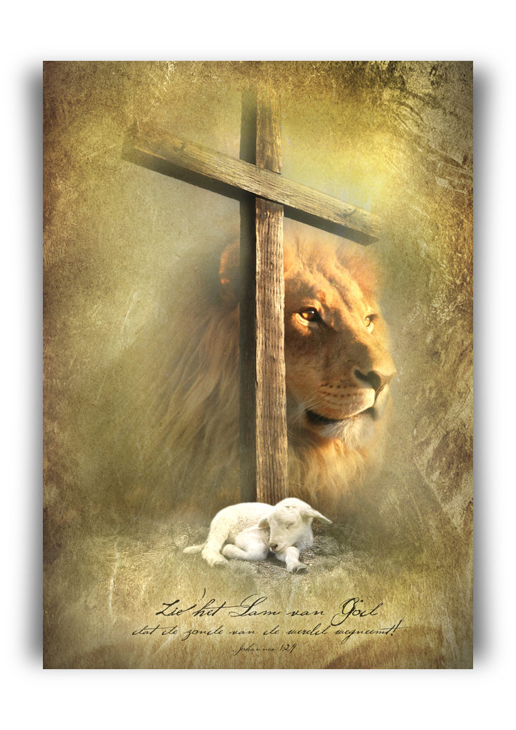 Poster A3 'Kruis-leeuw-lam' - MA11360 -  Posters A3 bij MajesticAlly