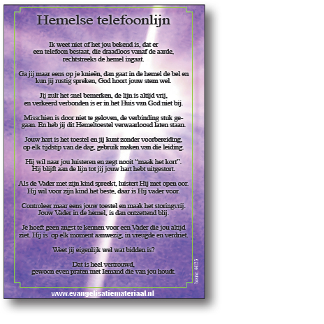 Bemoedigingskaart- 'Hemelse telefoonlijn' - 44123 -  Kaarten bij MajesticAlly