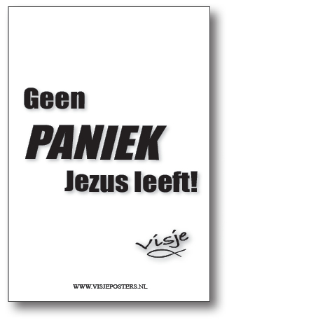 minikaart Visje 'Geen paniek Jezus leeft'