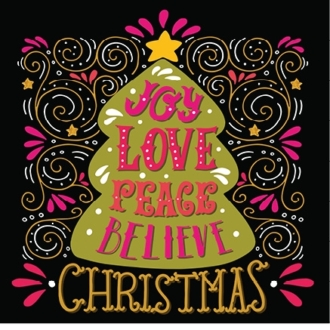 Kerstkaart metallic 'Joy, love, peace' - MA16102 -  Christelijke kerstkaarten bij MajesticAlly