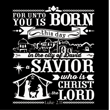 Kerstkaart metallic 'For unto you is born' - MA16109 -  Christelijke kerstkaarten bij MajesticAlly