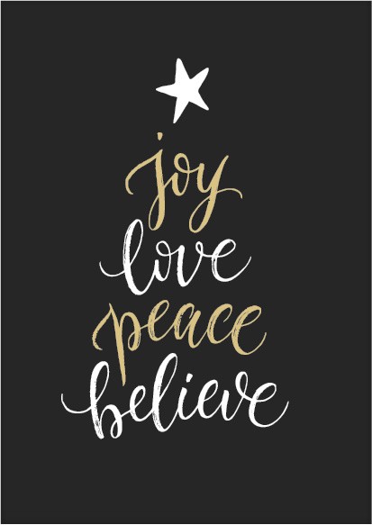 Kerstkaart 'Joy love peace believe' - Beautiful Day - MA25050 -  Christelijke kerstkaarten bij MajesticAlly