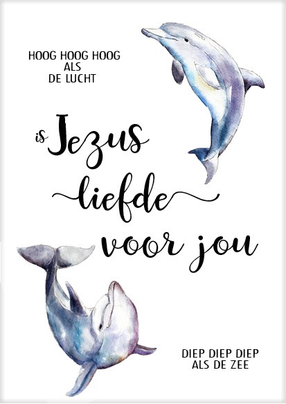 Cadeaubord dolfijn Jezus liefde voor jou - MA25118 -  Cadeauborden A4 bij MajesticAlly