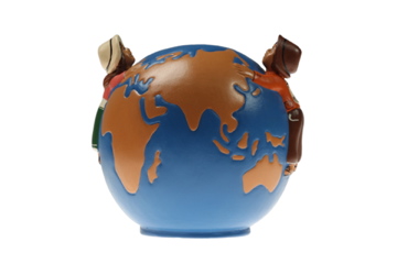 Spaarpot wereldbol met 2 kinderen kerami - 5500357053 -  Fairtrade bij MajesticAlly
