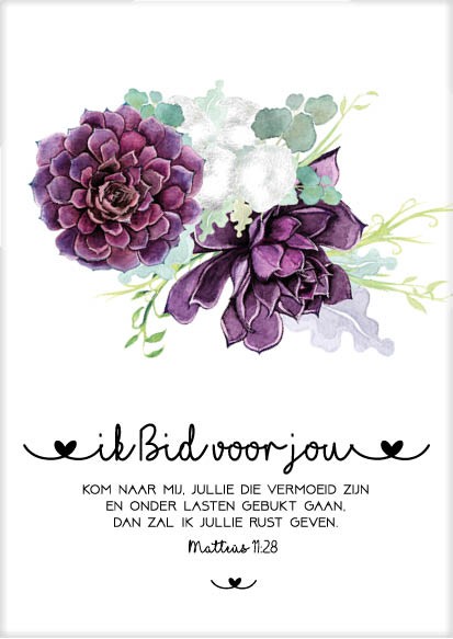 Kaart 'Ik bid voor jou - paarse bloem' - MA31033 -  Bloom bij MajesticAlly