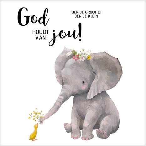 Cadeaubordje olifant God houdt van jou - MA17614 -  Cadeaubordjes klein bij MajesticAlly