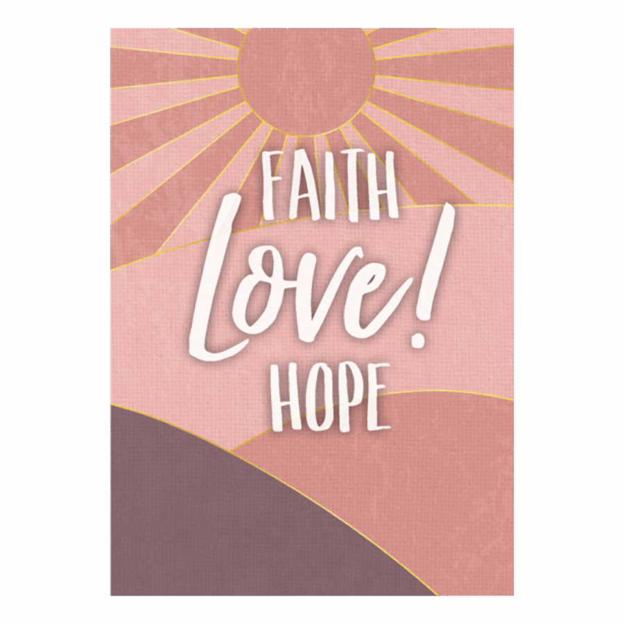 Wenskaart 'Faith, love, hope'