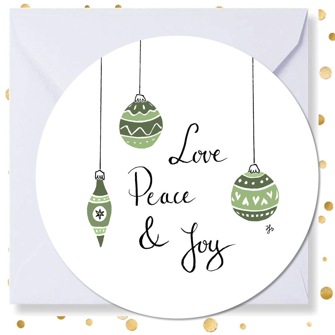 Kerstkaart rond 'Love peace joy' - MA41023