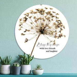 Muurcirkel 'Bless this house - wit' - 60 cm - MA39323 -  Wanddeco bij MajesticAlly