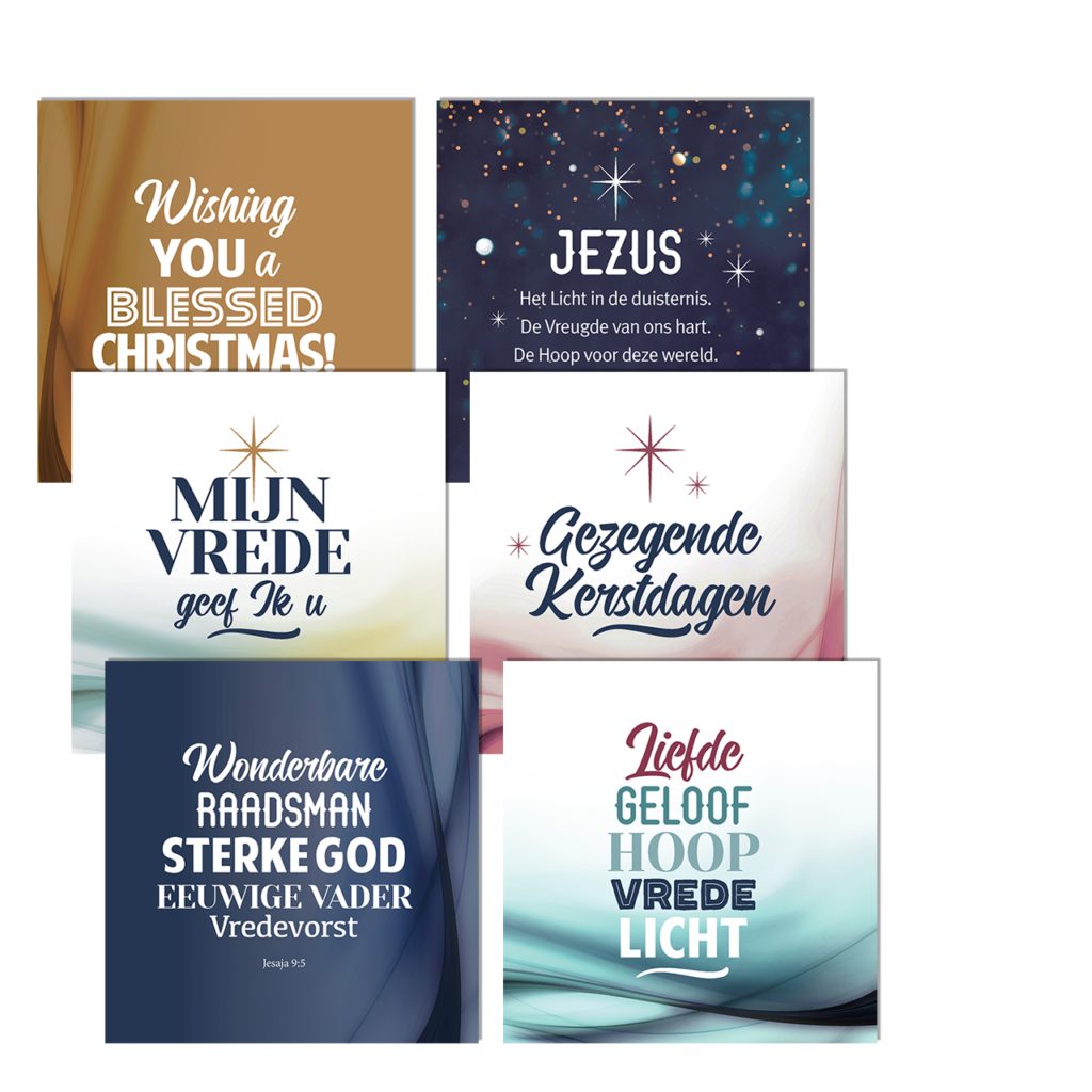 Voordeelpakje kerstkaarten 'Gezegende kerstdagen 2' - 6 wenskaarten met envelop