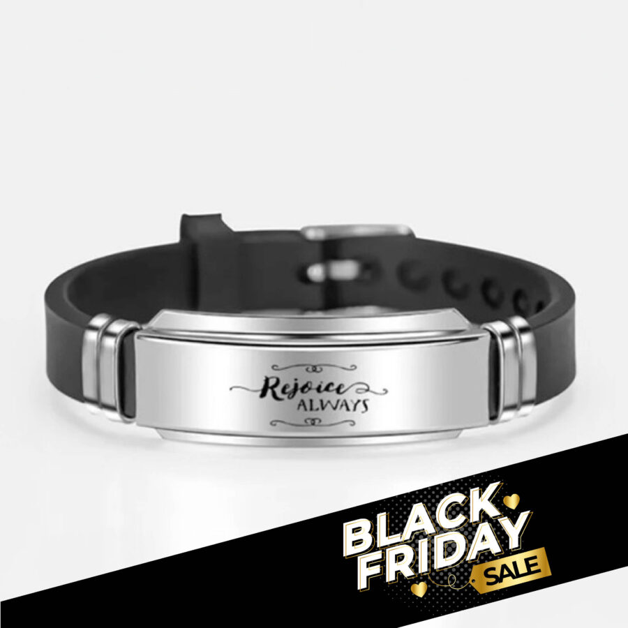 Siliconen armband 'Rejoice always'