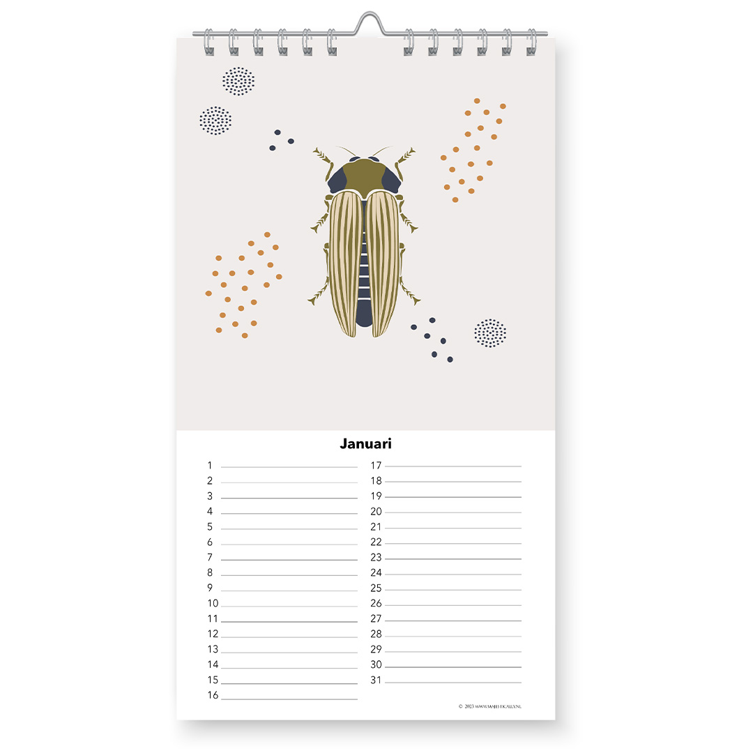 Insecten verjaardagskalender voorbeeldpagina